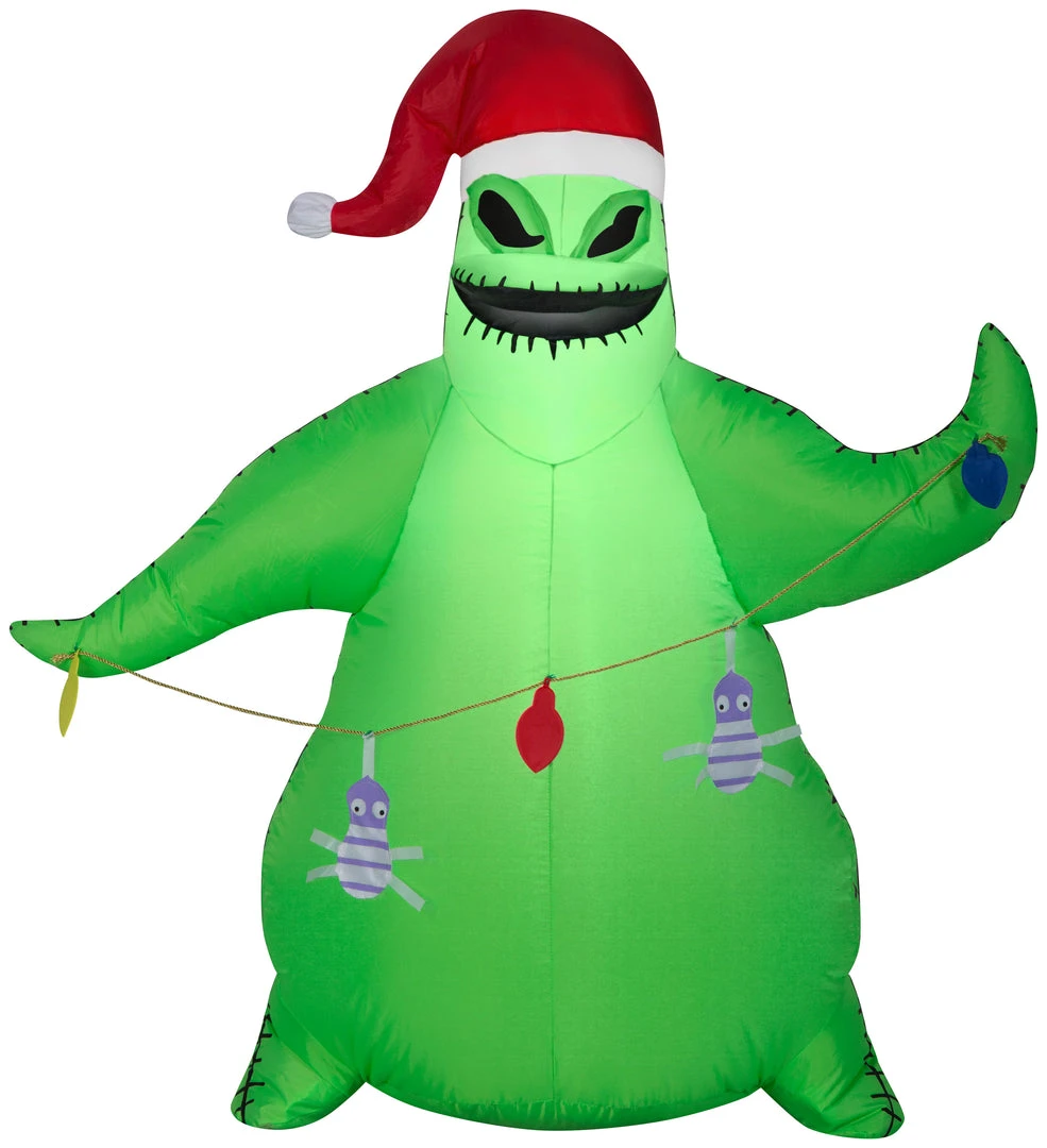 Christmas Gemmy Airblown Inflatable Oogie Boogie In Santa Hat With Light String, 3.5 Ft Tall 1 Christmas Gemmy Airblown Inflatable Oogie Boogie In Santa Hat With Light String, 3.5 Ft Tall