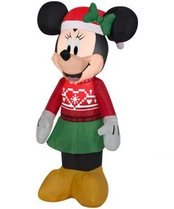 Gemmy Coming Soon 3.5' Airblown-Minnie In Ugly Sweater-Disney Christmas Inflatable
