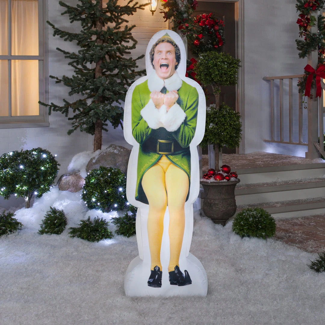 Gemmy 6' Photorealistic Airblown Excited Buddy The Elf Christmas Inflatable 1 Gemmy 6' Photorealistic Airblown Excited Buddy The Elf Christmas Inflatable