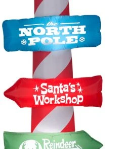 Coming Soon Gemmy Christmas Airblown Inflatable Candy Cane W/Stacking Signs, 8 Ft Tall, Multicolored