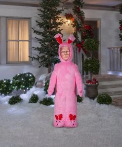 Gemmy Coming Soon 6' Photorealistic Airblown Ralphie W/Pink FuzzyPlush Bunny Suit