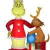 Seasons Inflatables Coming Soon Gemmy 6' Airblown Grinch And Max W/Presents Scene Christmas Inflatable
