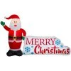 Seasons Inflatables Airblown Inflatable Santa Merry Christmas Sign Scene