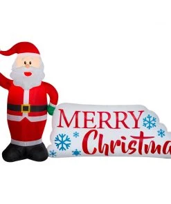 Seasons Inflatables Airblown Inflatable Santa Merry Christmas Sign Scene