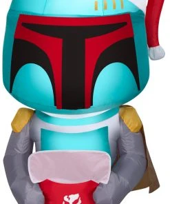 Coming Soon Gemmy Christmas Airblown Inflatable Inflatable Boba Fett With Stocking, 4 Ft Tall, Green
