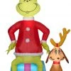 Coming Soon Gemmy Christmas Airblown Inflatable Grinch W/Max Scene Dr. Seuss, 5 Ft Tall, Red