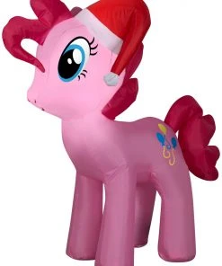Gemmy Christmas Airblown Inflatable Pinkie Pie W/Santa Hat Hasbro, 3 Ft Tall, Pink Coming Soon