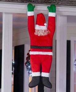 Gemmy 5.5' Season's Greeters-Santa Hanging From Gutter Christmas