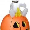 Gemmy Christmas Airblown Inflatable Snoopy W/Halloween Collar And Woodstock On Pumpkin, 3.5 Ft Tall