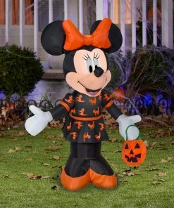 Gemmy Coming Soon 3.5' Airblown Minnie In Black And Orange Dress Halloween Inflatable