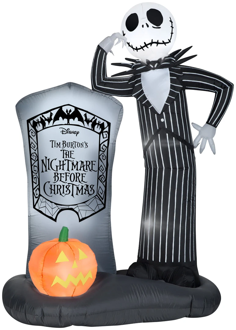 Gemmy 6 Ft Tall Airblown Jack Skellington W/Tombstone Scene Disney Halloween 1 Gemmy 6 Ft Tall Airblown Jack Skellington W/Tombstone Scene Disney Halloween