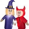 Gemmy Christmas Airblown Inflatable Treater Trio Scene, 5 Ft Tall, Multicolored Halloween
