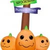 Coming Soon Gemmy Airblown Inflatable Halloween Sign With Jack O' Lantern Trio, 5.5 Ft Tall, Orange