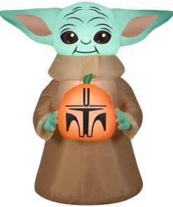 Gemmy Airblown The Child W/Pumpkin Star Wars, 3.5 Ft Tall, Multicolored