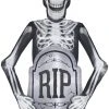 Gemmy Photorealistic Airblown Skeleton W/Tombstone Giant, 10 Ft Tall, Multicolored Halloween