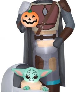 Coming Soon Gemmy Airblown Inflatable The Mandalorian And Grogu™ In Pod, 6.5 Ft Tall, Grey
