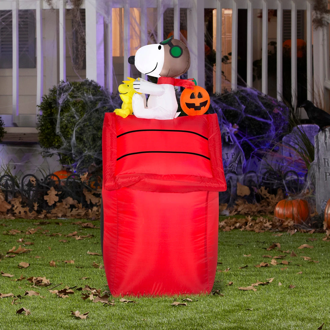 Gemmy 3.5' Airblown Snoopy As Flying Ace On Dog House Halloween Inflatable 1 Gemmy 3.5' Airblown Snoopy As Flying Ace On Dog House Halloween Inflatable