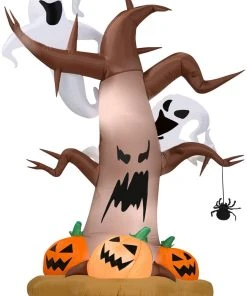 Gemmy 8' Airblown Dead Tree W/ Ghosts And Pumpkins Halloween Inflatable