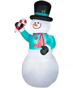 Seasons Inflatables Gemmy Snowman With Candycane Christmas Inflatable