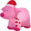 Gemmy 2.5' Airblown Pig Wearing Santa Hat Christmas Inflatable