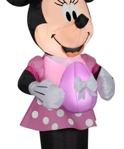 Gemmy Airblown Inflatable Minnie Mouse In Pink Polka Dot Easter Dress, 3.5 Ft Tall, Pink