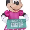Gemmy Airdorable Airblown Minnie W/Banner Disney, Pink Easter