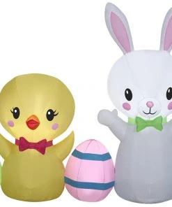 Gemmy 6.5 Ft Wide Airblown Easter Collection Scene, White