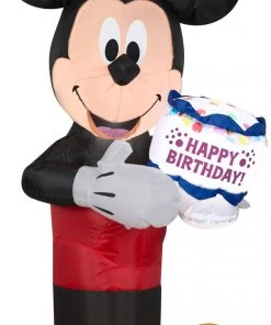 Gemmy 3.5 Ft Tall Airblown Inflatable Birthday Party Mickey Mouse With Cake