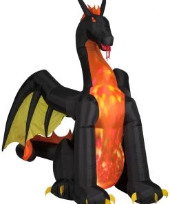 Gemmy 7' Animated Projection Airblown Fire & Ice Dragon W/ Wings Halloween Inflatable