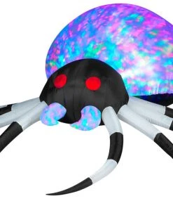 Gemmy 8' Projection Airblown Kaleidoscope Black And White Spider Halloween Inflatable