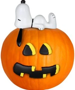 Gemmy Pumpkin Push Ins Snoopy On Pumpkin Peanuts, Orange