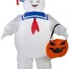 Gemmy 3.5' Airblown Stay Puft W/ Pumpkin Tote Ghostbusters Halloween Inflatable