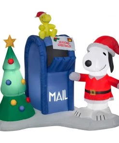 Gemmy 6.5' Airblown Snoopy And Woodstock W/Mailbox Scene Peanuts Christmas Inflatable