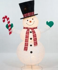 Everstar 60" UL Pop-Up Snowman With Candy Cane Sculpture Christmas
